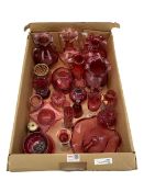 Early 20th century and later cranberry glass including vases