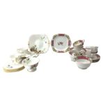 Shelley Purple Dark Rose pattern part tea set 16 pieces and a Grosvenor tea set 20 pieces