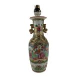 Small 19th century Cantontonese Famille rose vase/ lamp conversion