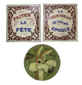 Two French circus posters 'Faites la Fete' and 'La Merveille de Notre Epoque' 71cm x 77cm together