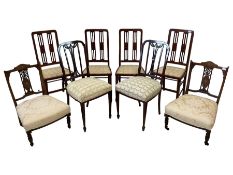 Pair Edwardian inlaid walnut nursing chairs
