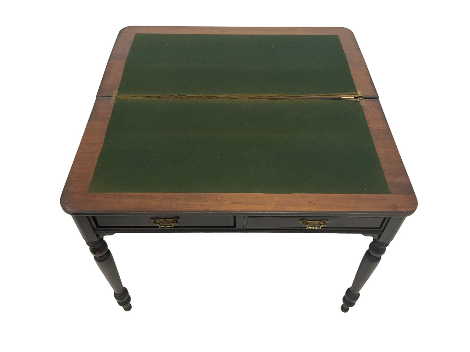 Early 20th century black and waxed finish mahogany card table - Image 5 of 7