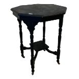 Edwardian black paint and wax finish centre table