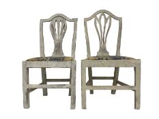 Near pair 19th century country elm chairs