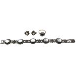 Silver marcasite and mother of pearl bracelet