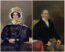 English School (William IV 19th century): Portrait of Husband and Wife in Late Georgian Dress
