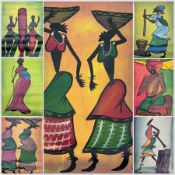 Maziziri (African School 20th century): Tribal and Village Scenes with Figures