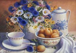 Trisha Hardwick (British 1949-2022): 'Cornflowers and Apricots'