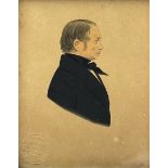 Barrett (British act.1839-1857): Miniature Side Profile Portrait of a Victorian Gentleman