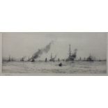 William Lionel Wyllie (British 1851-1931): 'Light Cruisers and Destroyers at Harwich'