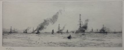 William Lionel Wyllie (British 1851-1931): 'Light Cruisers and Destroyers at Harwich'