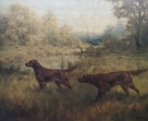After Percival Leonard Rosseau (American/French 1859 -1937): 'Irish Setters on Point'
