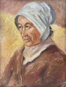 English School (Early 20th century): Portrait of a Lady in a Bonnet