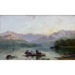 John Adam Houston (Scottish 1812-1884): Anglers in a Scottish Loch with Mountains