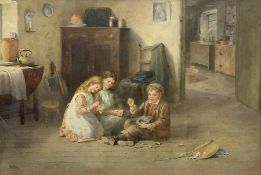 Samuel McCloy (British 1831-1904): Interior Scene with Children