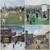 Tom Dodson (British 1910-1991): Threlfalls Ales 'Cricket Match' 'A Day at the Races' and Yorkshire V