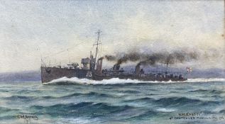 CW Harvey (British 19th/20th century): 'HMS Midge 4th Destroyer Flotilla 1914-1916'