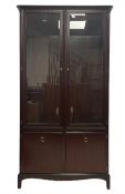 Stag Minstrel - mahogany display cabinet two cupboard doors and sides glazed with bevelled plates