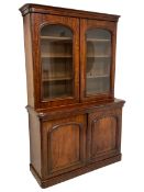 Victorian mahogany bookcase on cupboard