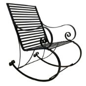 Wrought metal garden rocking chair