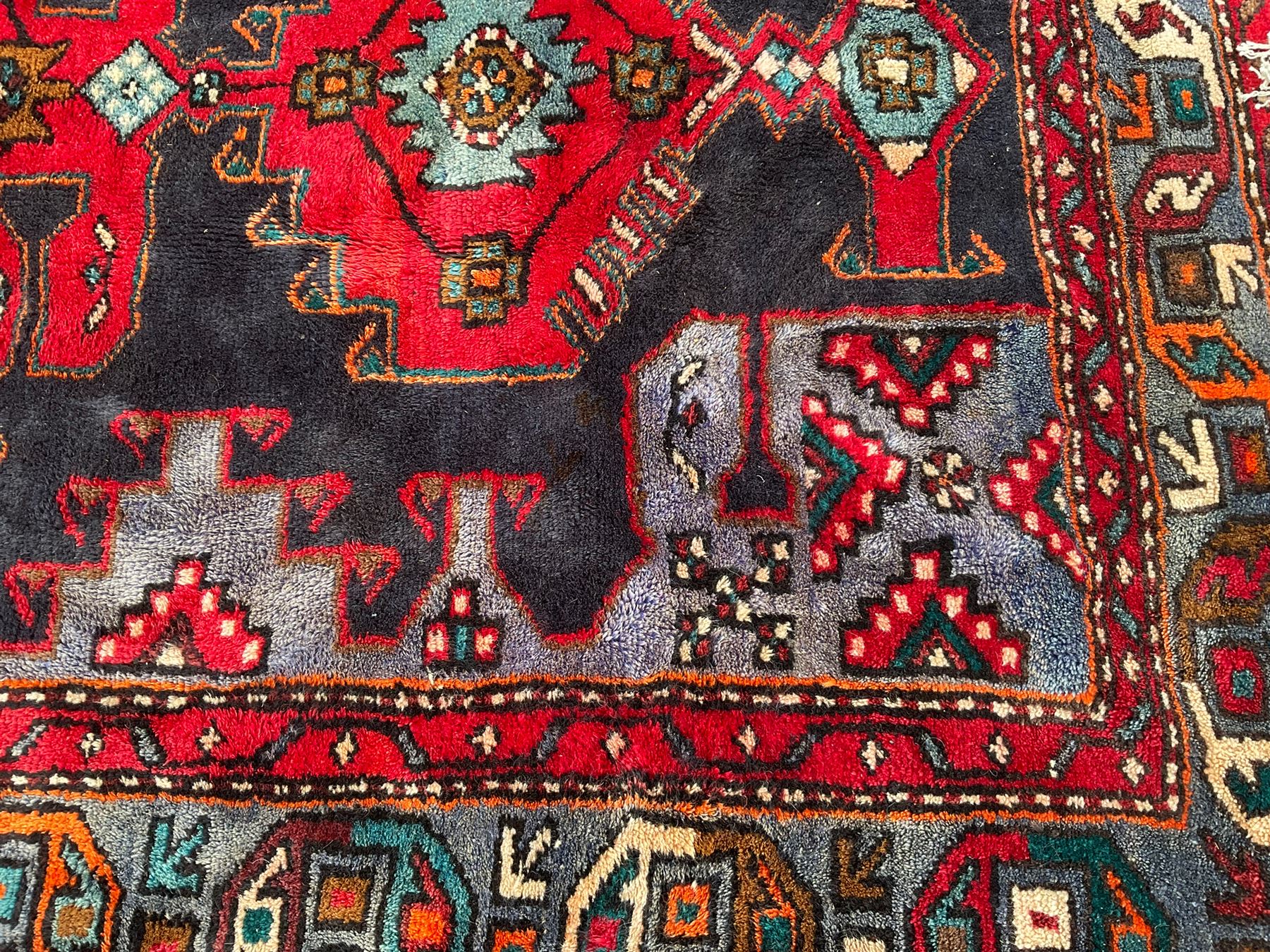 Persian Hamadan indigo ground rug - Image 3 of 4