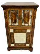 Late Victorian inlaid walnut music cabinet