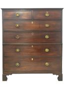 George III mahogany low chest-on-chest