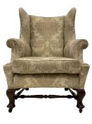 Late 19th century mahogany Queen Anne design wingback armchair