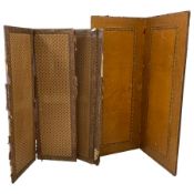 19th century wooden framed folding screen
