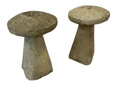 Pair cast stone staddle stones