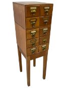 20th century oak filing cabinet on stand