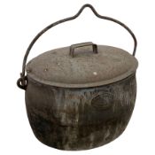 Judge Ware - 19th century three gallon cast iron cooking pot with lid