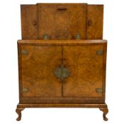 G & F Gold Feather Products Ltd. Leeds - early to mid-20th century figured walnut cocktail cabinet