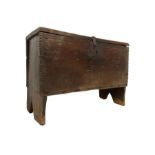 Small 18th century oak six plank chest or coffer