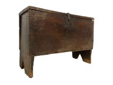 Small 18th century oak six plank chest or coffer