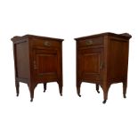 Pair of Edwardian walnut bedside cupboards