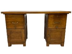 Hanningtons - mid-20th century oak twin pedestal desk