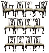 Set of twelve (10+2) Chippendale design mahogany dining chairs