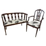 Edwardian inlaid mahogany two seat settee