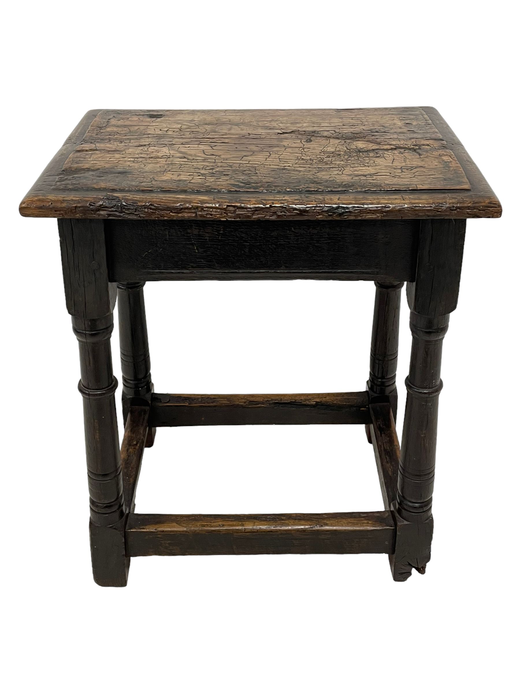 17th century oak joint coffin stool - Image 2 of 8