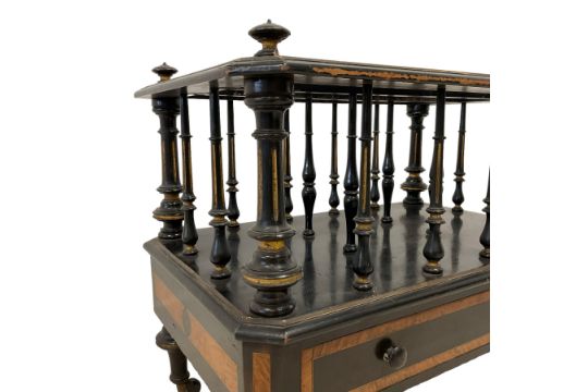 Edwards & Roberts (London 1845-1899) - late 19th century ebonised and parcel gilt Canterbury - Image 7 of 8