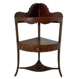 George III mahogany corner three-tier washstand