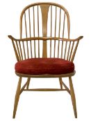 Ercol - mid-20th century elm and beech '472 Double Bow Fireside Chair'