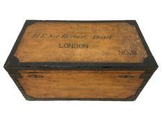 Early to mid-20th century wood and metal bound travelling trunk