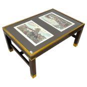 Late 20th century mahogany and brass bound coffee table