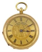 19th/early 20th century 18ct gold open face key wound cylinder ladies pocket watch by F Robert Stauf