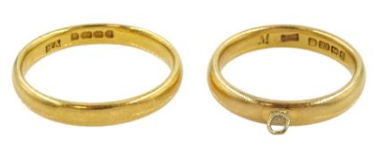 Two early 20th century 22ct gold wedding bands