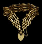 9ct gold five bar gate bracelet