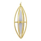 18ct gold caged fancy cut chalcedony pendant by Ouroboros