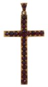 Rose gold milgrain set garnet cross pendant